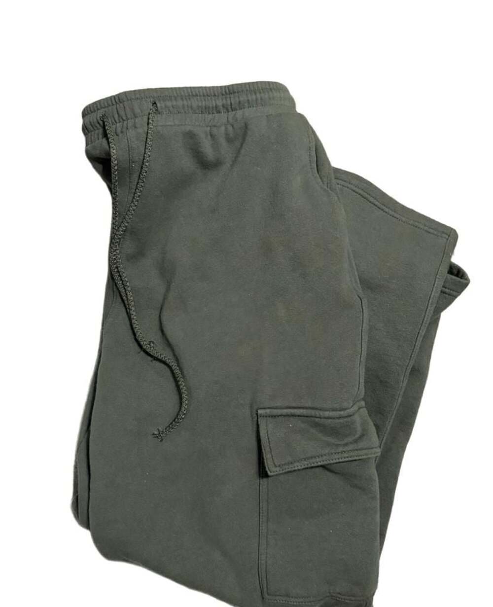 Zara Men's Olive Green Cargo Fleece Sweatpants